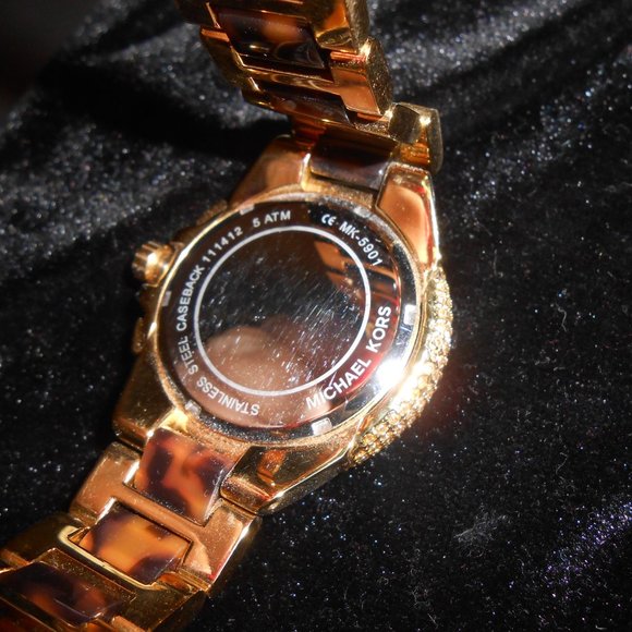 MICHAEL KORS Oversized Camille Pavé Gold-Tone and Tortoiseshell Acetate Watch main image 5